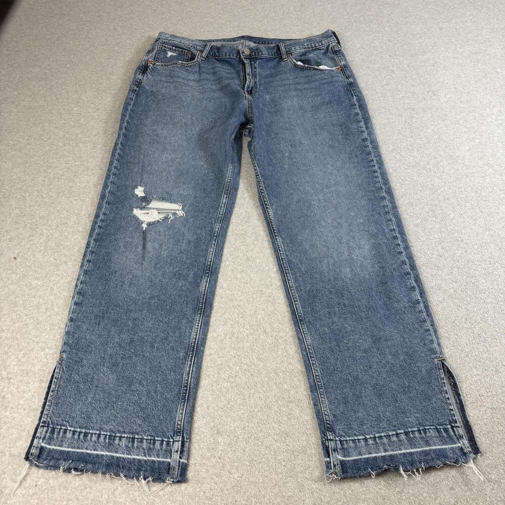 Gap Jeans Women 33 Blue 90s Loose Mid Rise Wide Leg Distress Raw Hem Denim Y2K
